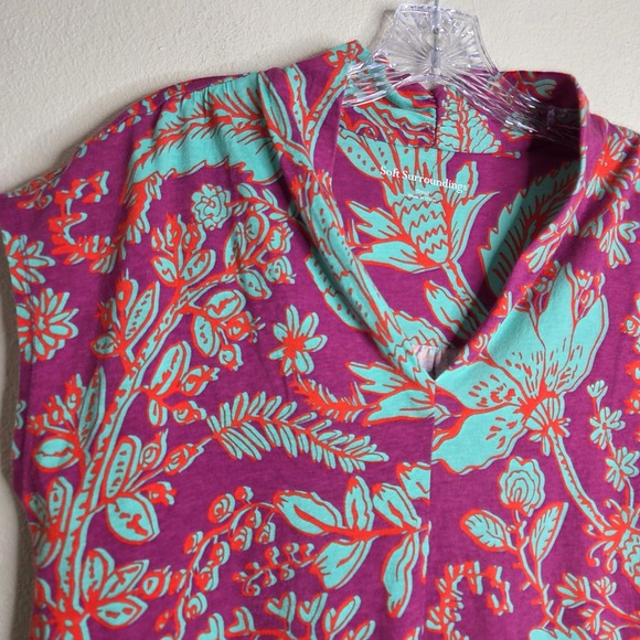 3 /$30 Soft Surroundings Floral Knit Tunic Top Purple Turquoise‎ Orange Small - Picture 3 of 10